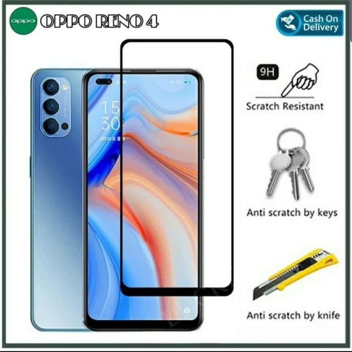 Tempered Glass Colour OPPO RENO 4/RENO 3/A91 Premium Quality