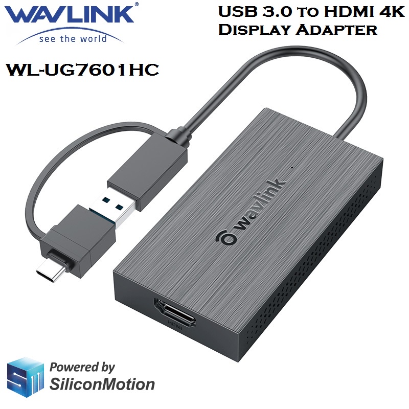 WAVLINK WL-UG7601HC - USB 3.0 to HDMI 4K Display Adapter - Adapter USB 3.0 ke HDMI - Support Extend &amp; Mirroring
