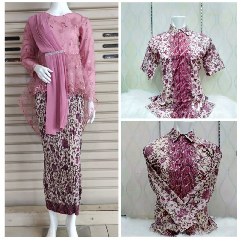 KEBAYA COUPLE TUNANGAN/ COUPLE KEBAYA MODERN/ KEBAYA TUNANGAN/ KEBAYA COUPLE/KEBAYA WISUDA/ KEBAYA TULLE-Dusty pink