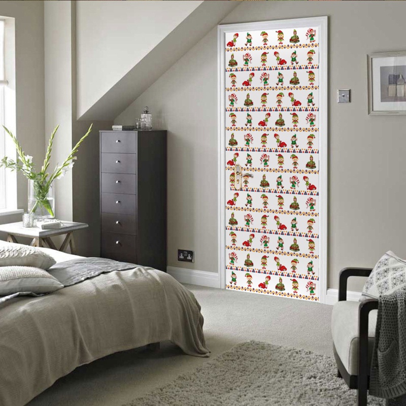 Zzz 2pcs / set Stiker Dinding / Pintu / Kulkas Motif Natal Untuk Dekorasi Kamar Anak