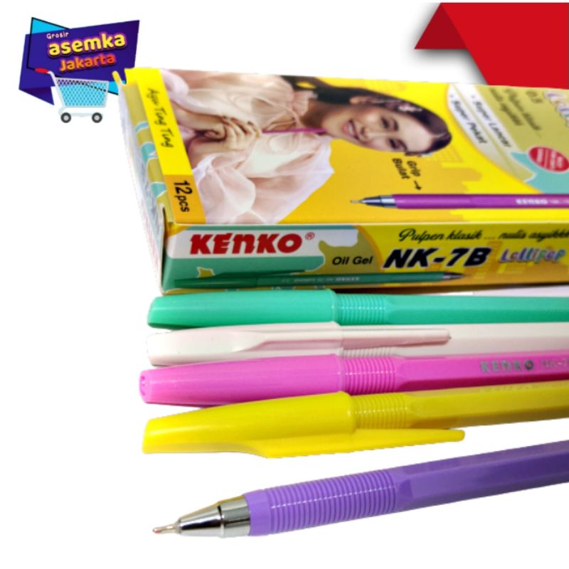 Bolpen KENKO Pulpen NK-7B Oil Gel Grosir 12pcs