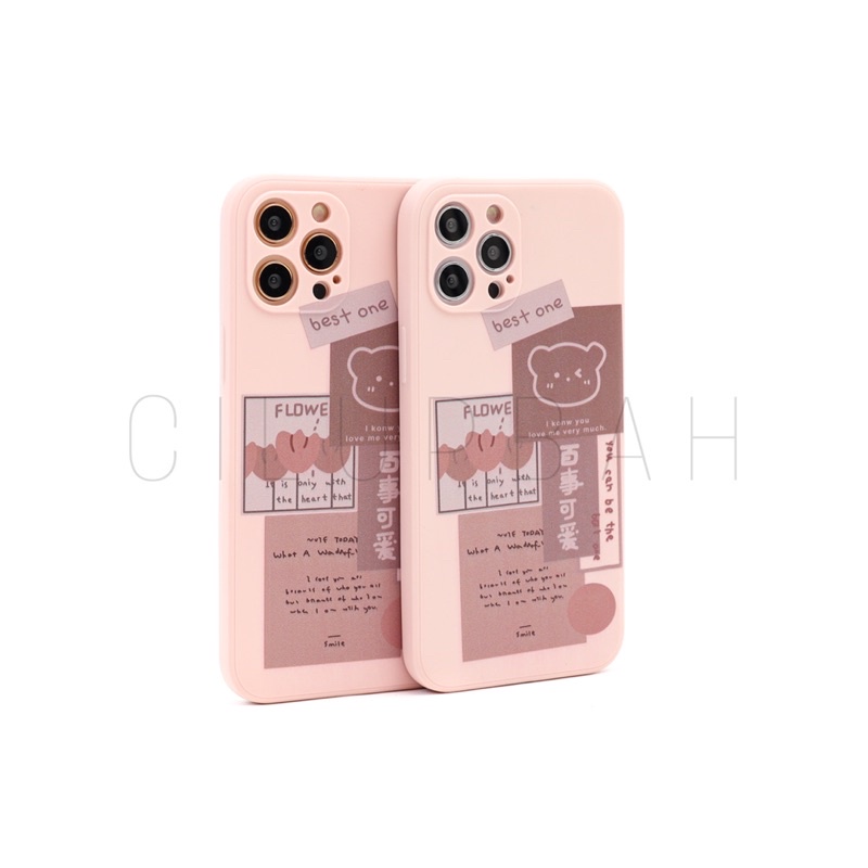 Beary Pink Soft Case Lens Cover for iPhone 6 7 8 SE 6+ 7+ 8+ X XR XS 11 12 MINI PRO MAX