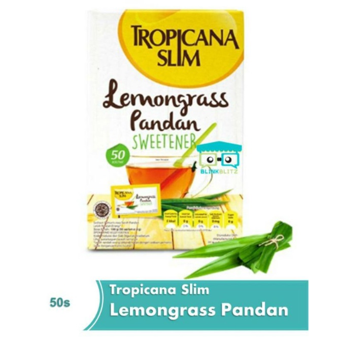 

Tropicana Slim Lemongrass Pandan Sweetener Gula Diet Keto Box Isi 50 Sachet