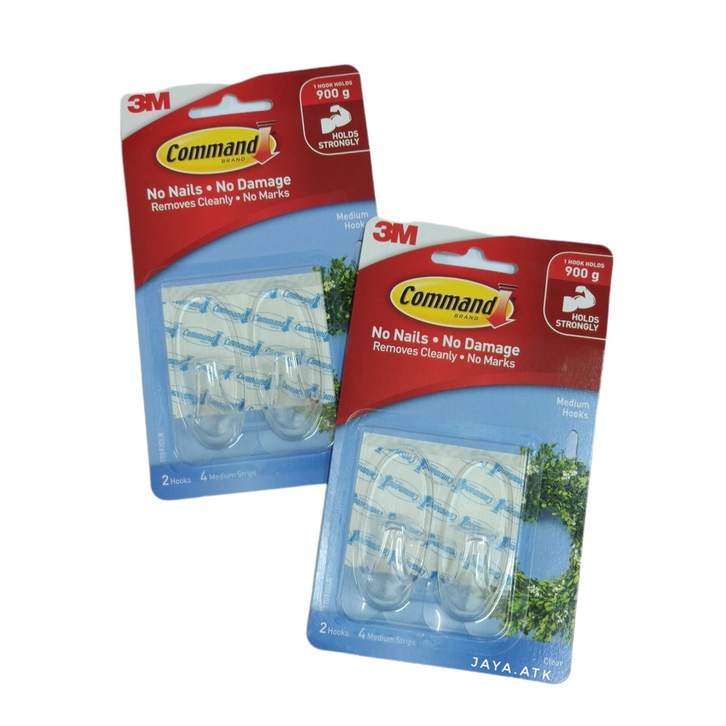 GANTUNGAN HOOK PENGAIT CLEAR 3M COMMAND 17091 SET 2 BENING TRANSPARANT 900G