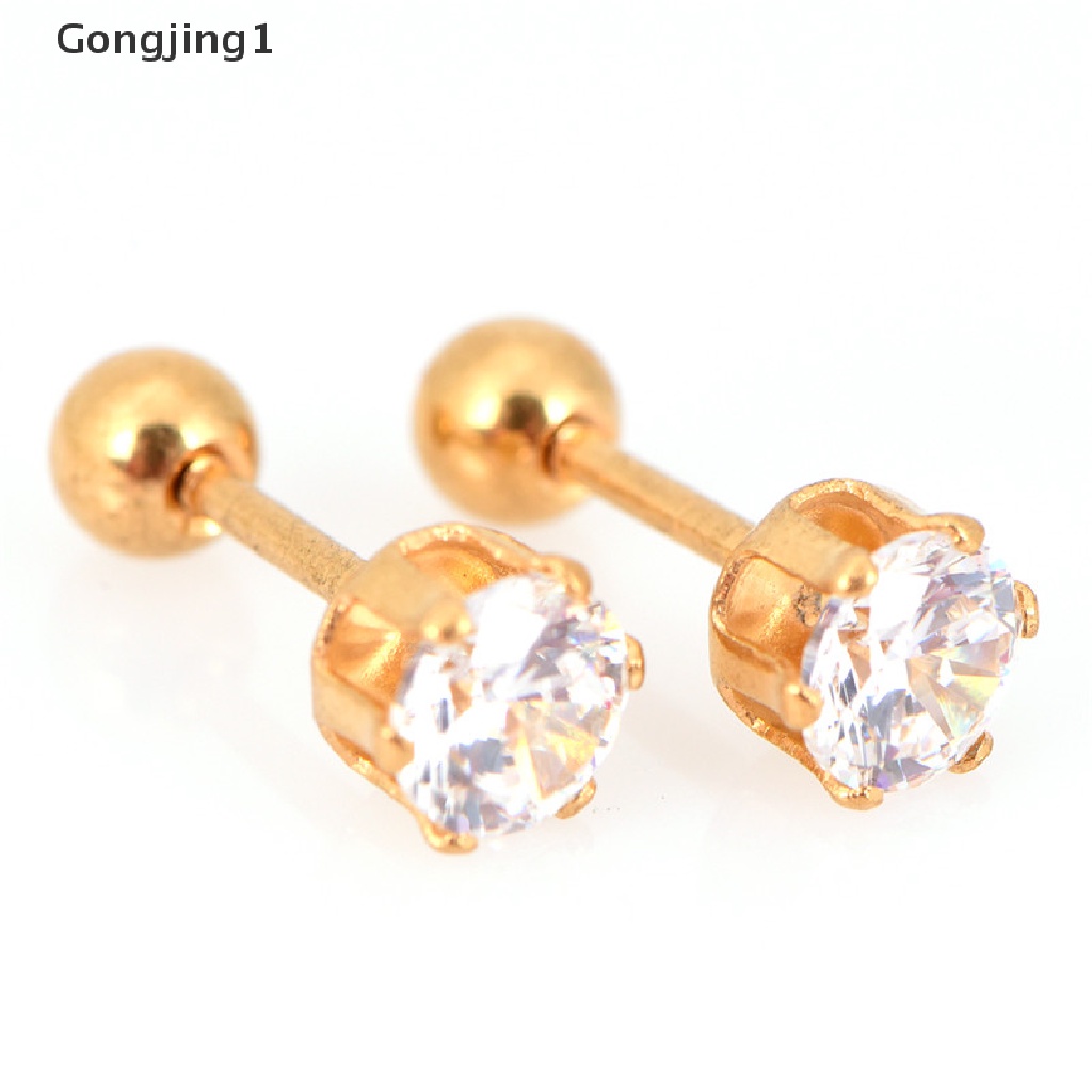 Gongjing1 1 Pasang Anting Tusuk Bahan Titanium Steel Untuk Wanita