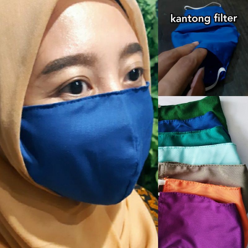 Masker kain 2 lapis dengan kantong filter. LUSIN