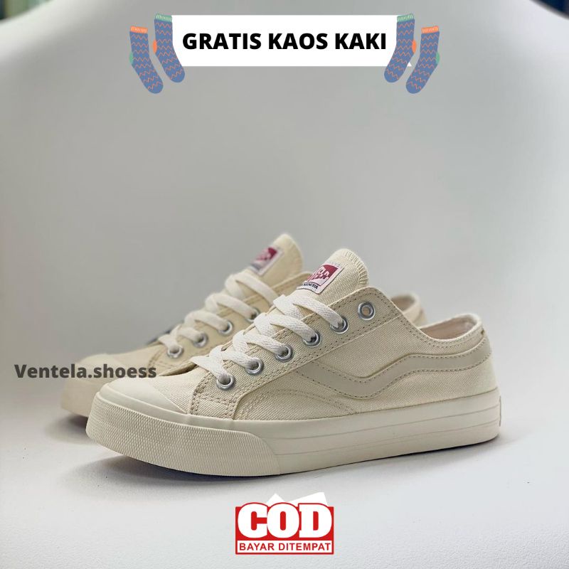 Sepatu Vantela Public Low Cream Original