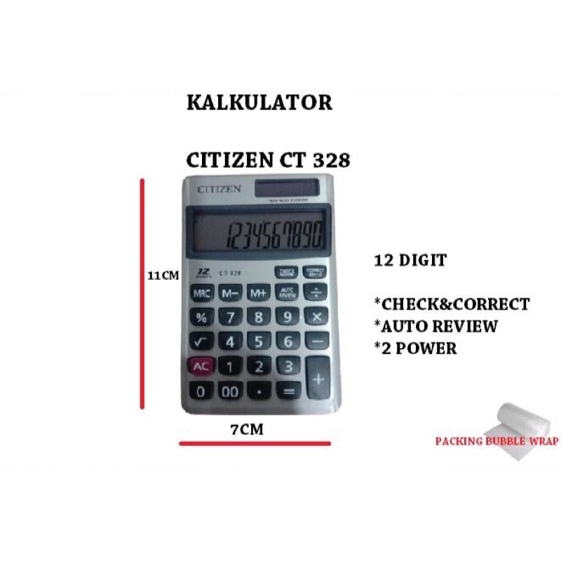 

Kalkulator Citizen CT-328 Kalkulator 12 Digits Electronic Calculator Ct 328