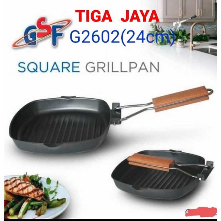 Panggangan Wajan BBQ Kotak Lipat GSF 2602 24cm Anti Lengket Square Grill Pan GSF2602
