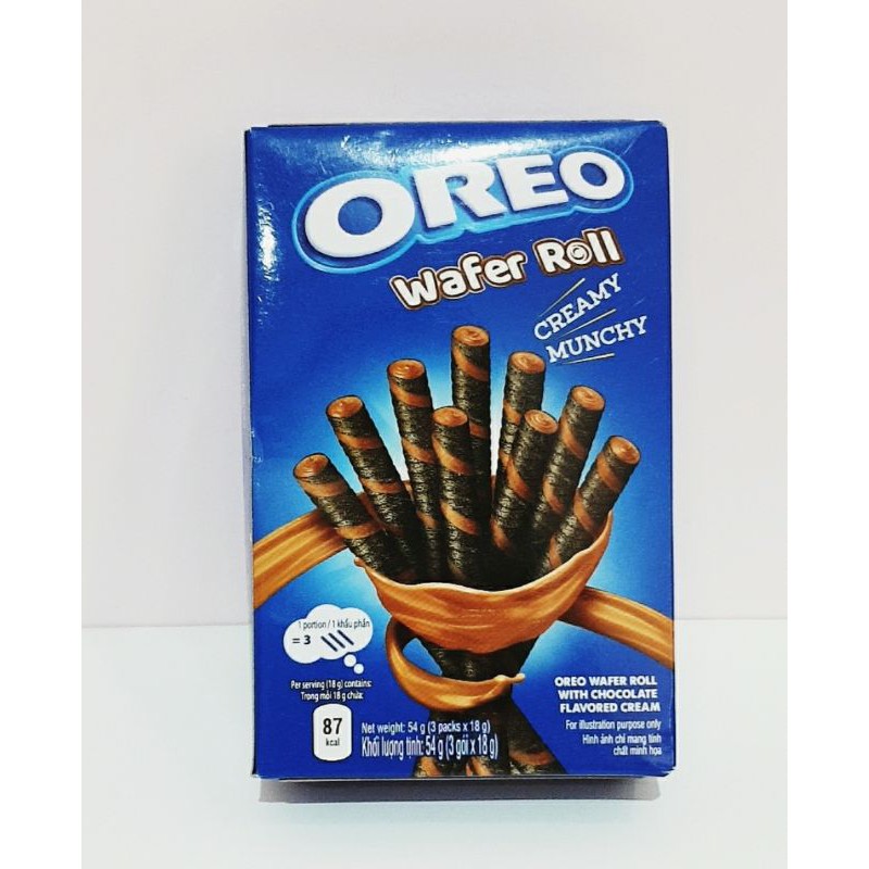 

Oreo Wafer Roll dengan filling chocolate.