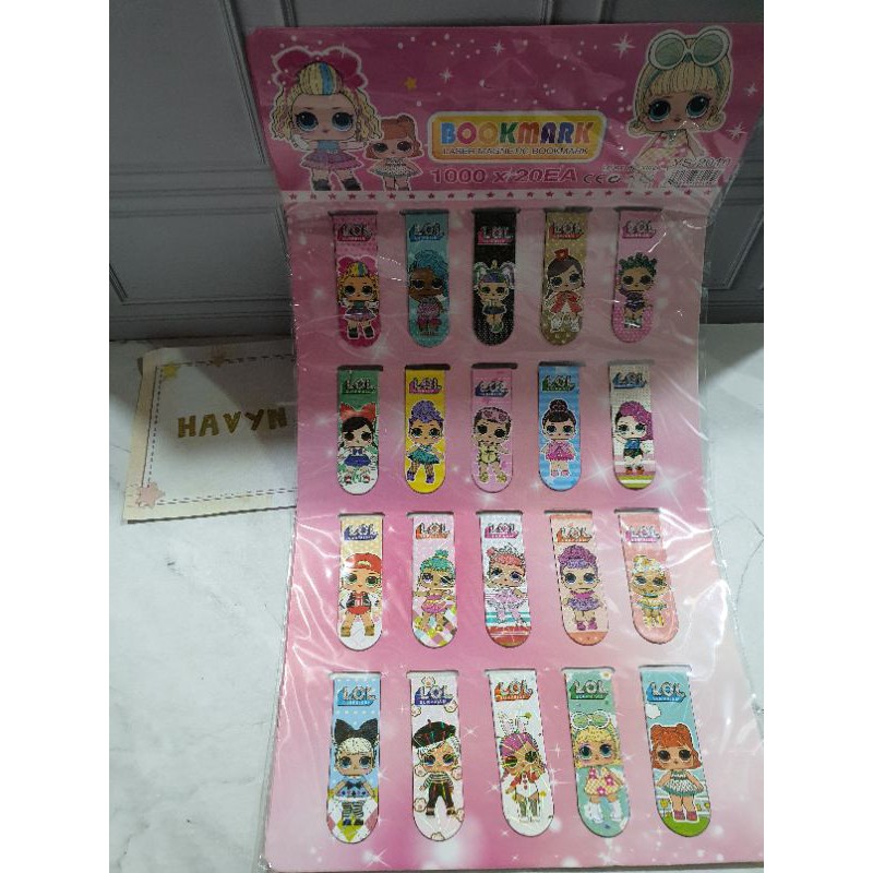 (20pc) pembatas buku magnet kecil/magnetic bookmark/1 lembar dapat 20pcs-LoL