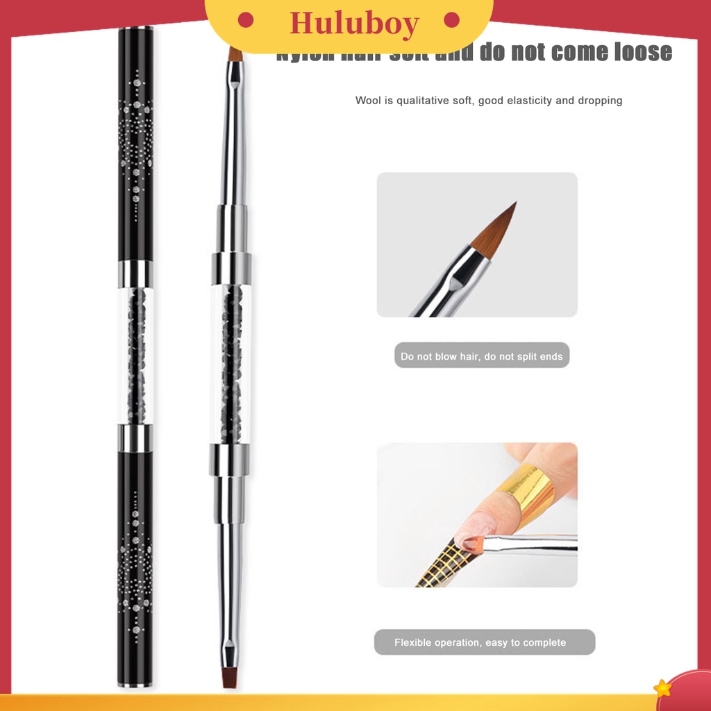 Huluboy Huluboy♡ Holder Pen Nail Art Kepala Ganda Aksen Berlian Imitasi Untuk Wanita