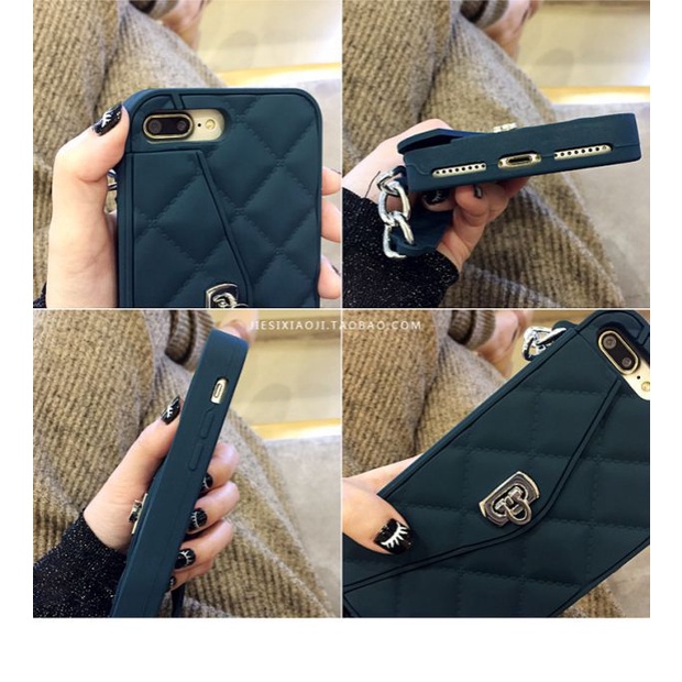 Softcase silikon Tas Mini Tali ID card Cha*nel for Iphone 6 7 8 6+ 7+ 8+ Plus X Xs Xr 11 12 13 14 Pro Max 14+ Plus 14Plus FH19