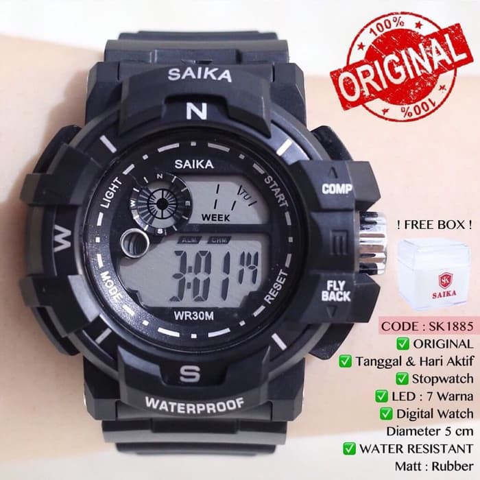 "Jam tangan ORIGINAL pria wanita digital anti air free box SAIKA GSHOCK"
