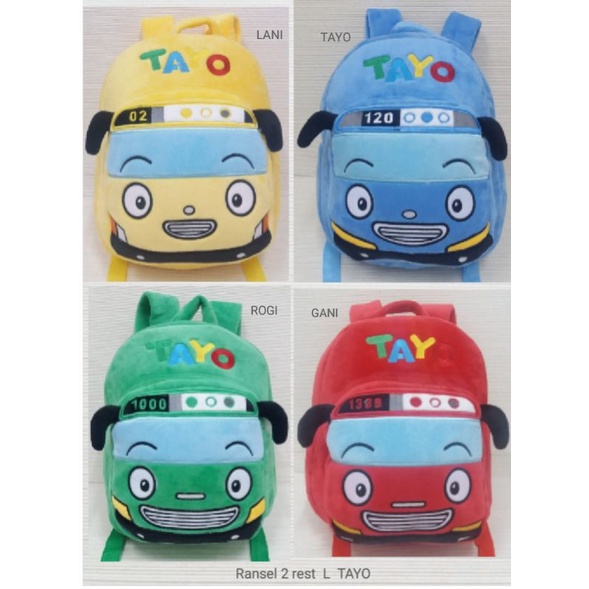 Tas Backpack Ransel Anak Boneka Karakter Gani Lani Rogi Tayoo 2 rest M L