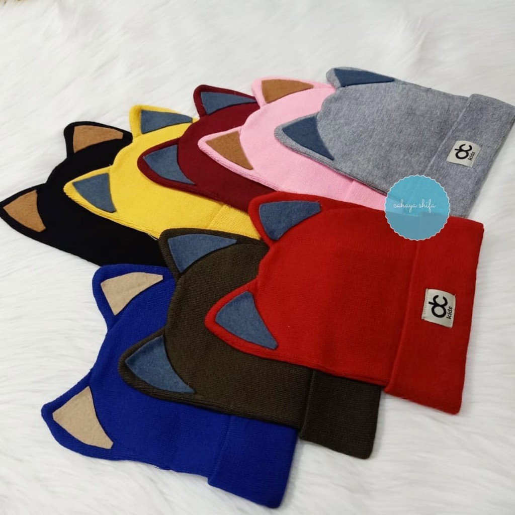 kupluk anak 1-4th rajut variasi kucing lucu bahan distro quality by dc kids