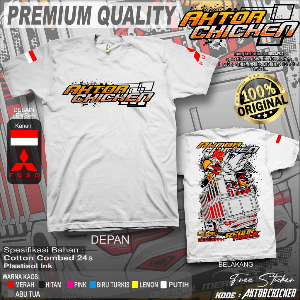 PROMO/OBRAL KILAT/KAOS TRUCK CHICKEN KAOS TRUCK RACING KAOS TRUK AYAM KAOS TRUCK MANIA INDONESIA KAOS DISTRO TRUCK BAJU KAOS TRUCK AYAM CHICKEN RACE KAOS SOPIR TRUK AYAM COMBED 24s SABLON PLASTISOL KAOS TRUCK PREMIUM ORIGINAL RFOUR TERBARU