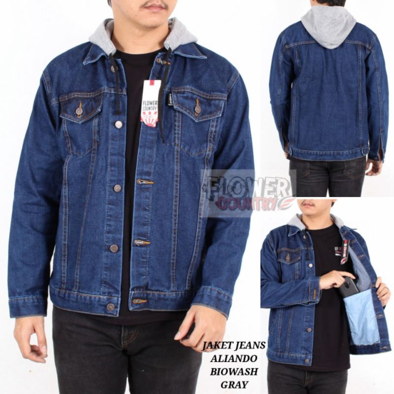 JAKET JEANS HOODIE KUPLUK OUTERWEAR DENIM KEKINIAN OUTFIT PAKAIAN MILINIAL PRIA DEWASA DISTRO