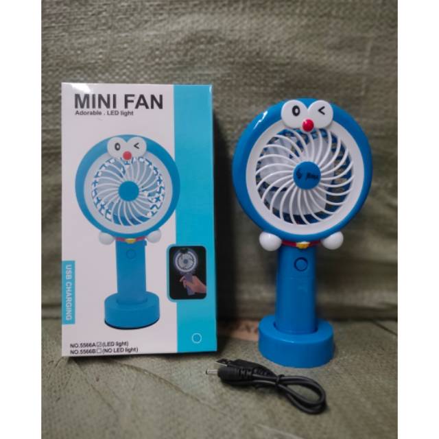 Kipas Angin Karakter Doraemon + Lampu LED / Kipas Portabel Genggam