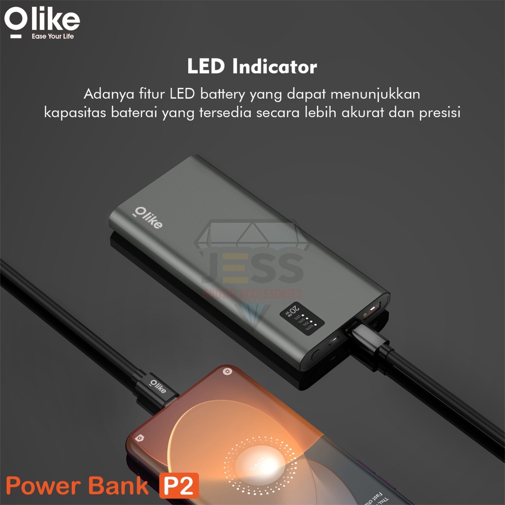 Olike Powerbank 10000mAh P2 Dual Port USB &amp; Type C Power Bank Super Fast Charging Quick 3.0