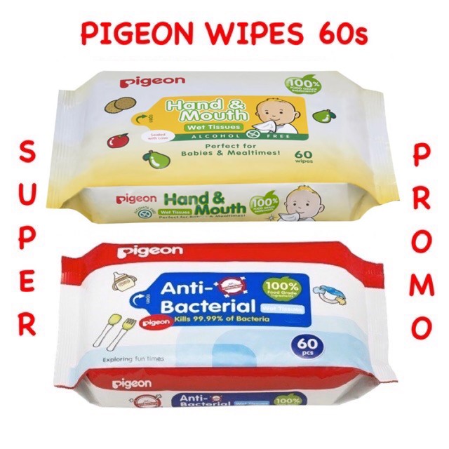 PIGEON Hand and Mouth / Anti Bacterial Wipes Tissue 60s