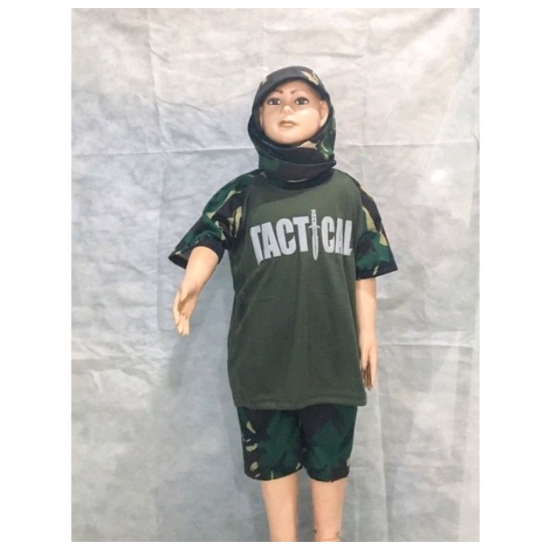 kaos lengan pendek anak/stelan kaos loreng anak tactical