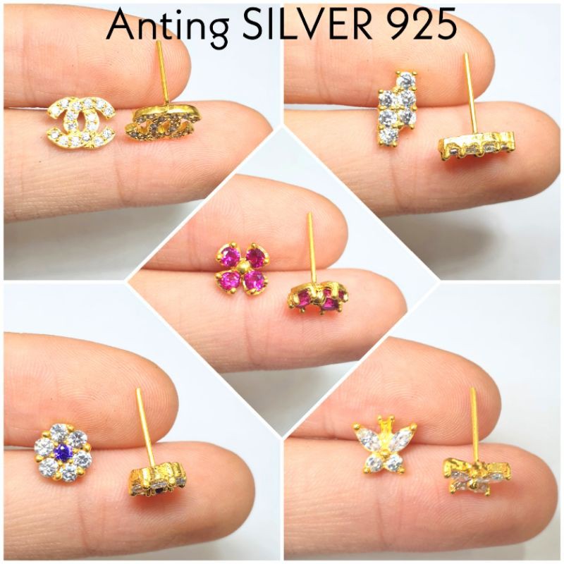 Anting Tusuk /Giwang SILVER 925 - Perak Lapis Emas Kuning