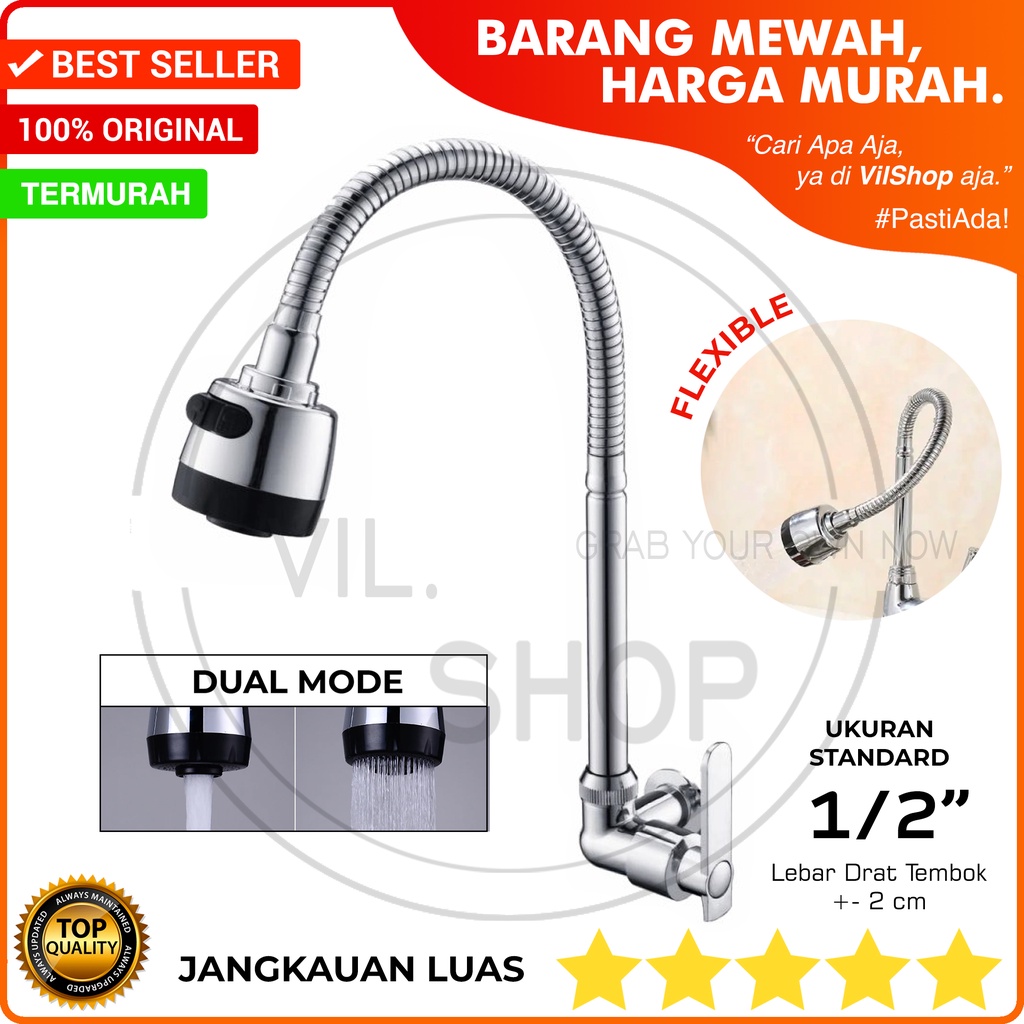 KRAN AIR DAPUR FLEKSIBEL 1/2" / KRAN ANGSA TEMBOK 1/2 INCI 1/2 INCH FLEXIBLE / KERAN CUCI PIRING CUC