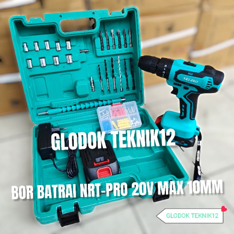 MESIN BOR BATERAI NRT-PRO DC 340 SET / MESIN BOR CORDLESS 20V NRT PRO DC340 SET / BOR CORDLESS SET N