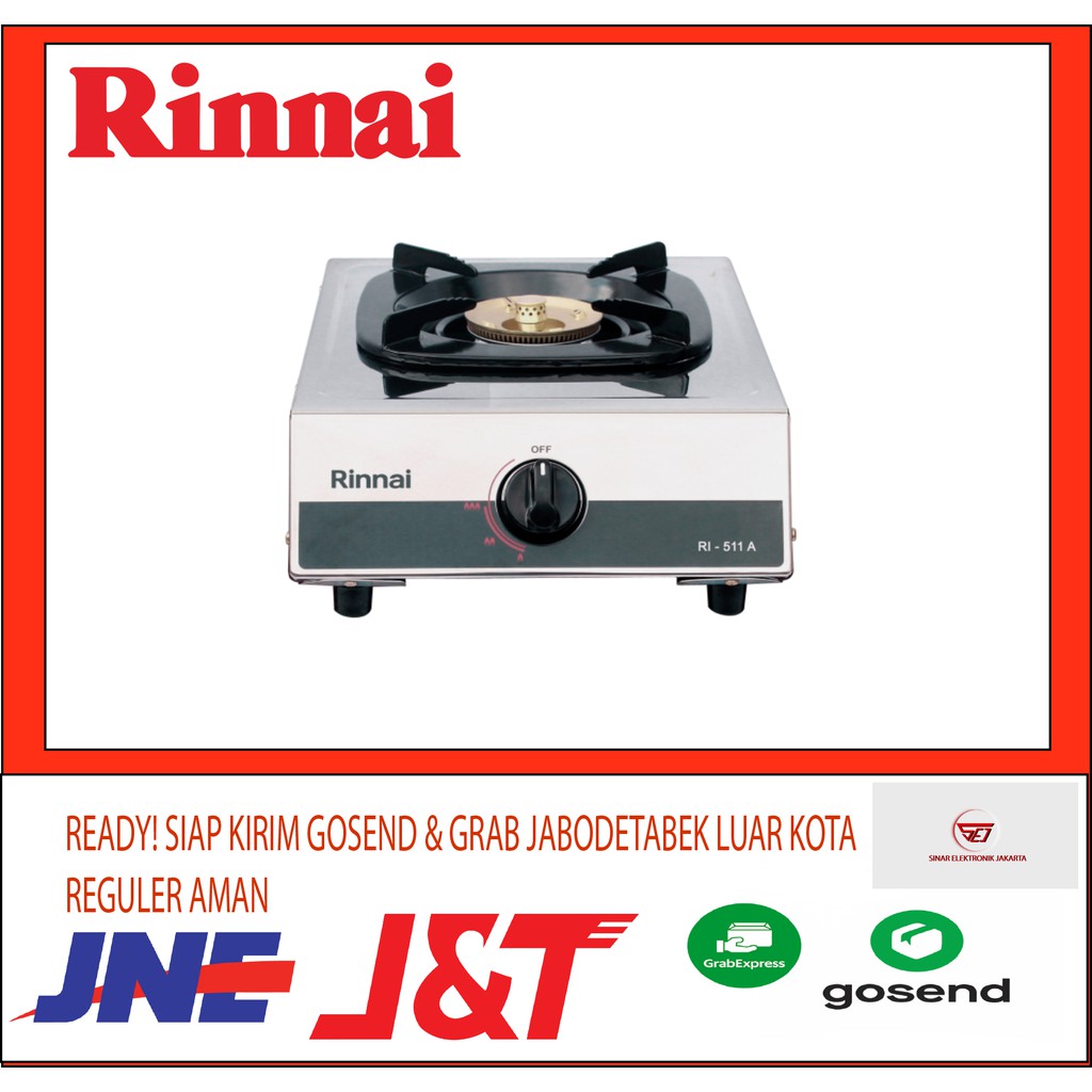 Rinnai RI 511 A . Kompor Gas 1 Tungku Api LIlin . Baru&amp;Bergaransi Resmi