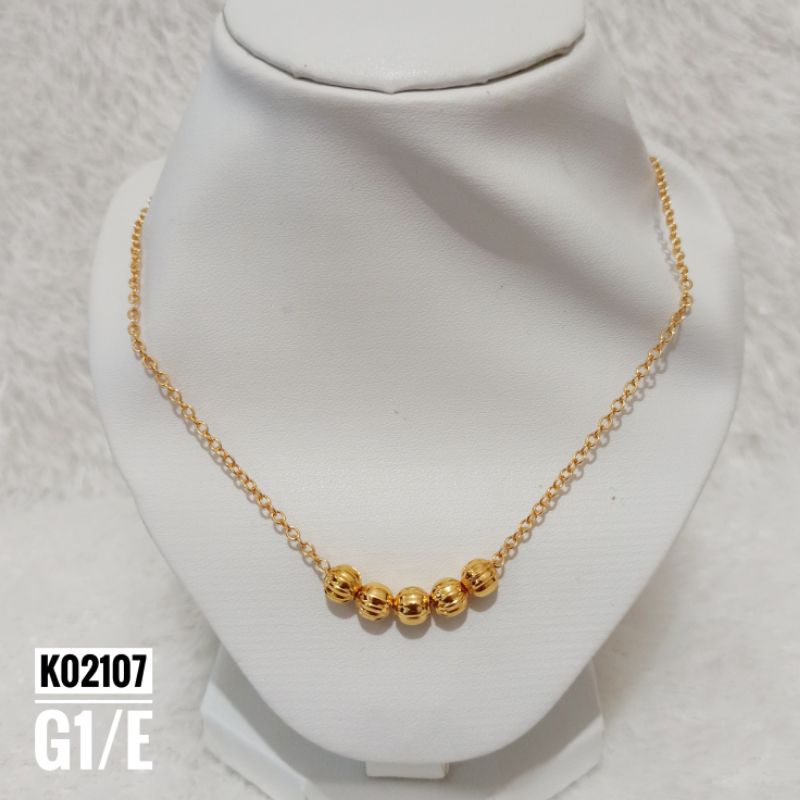 Kalung Rhodium Gold Fashion Bola Rantai K02107