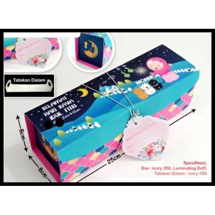 

Dus/Box/Kotak Lebaran/Idul Fitri Bolu Gulung/Lapis Legit/Brownies@5Pcs - Biru 25X8X8