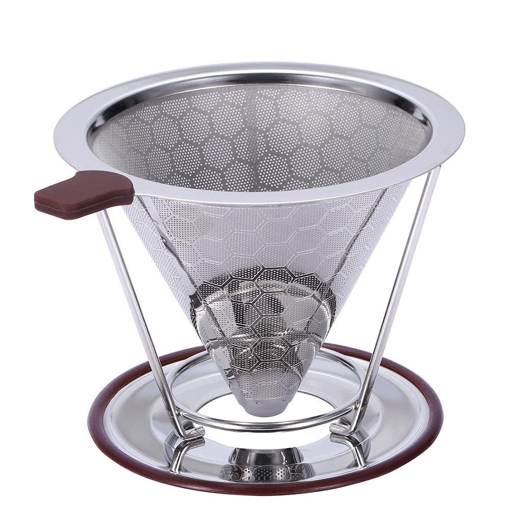 Solighter Pour Over Coffee Dripper Mudah Dibersihkan Kerucut Logam Stainless Steel Tanpa Kertas Slow Drip