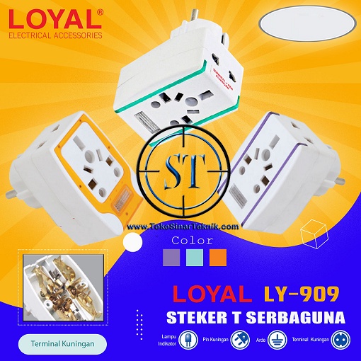 Over Steker Warna 10A LOYAL LY-909 / Ly909 909 T-Serbaguna Universal Colokan Listrik Adapter Kualitas SNI