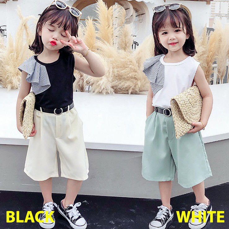 Setelan Anak Perempuan Clara Cool BLACK/WHITE With Belt