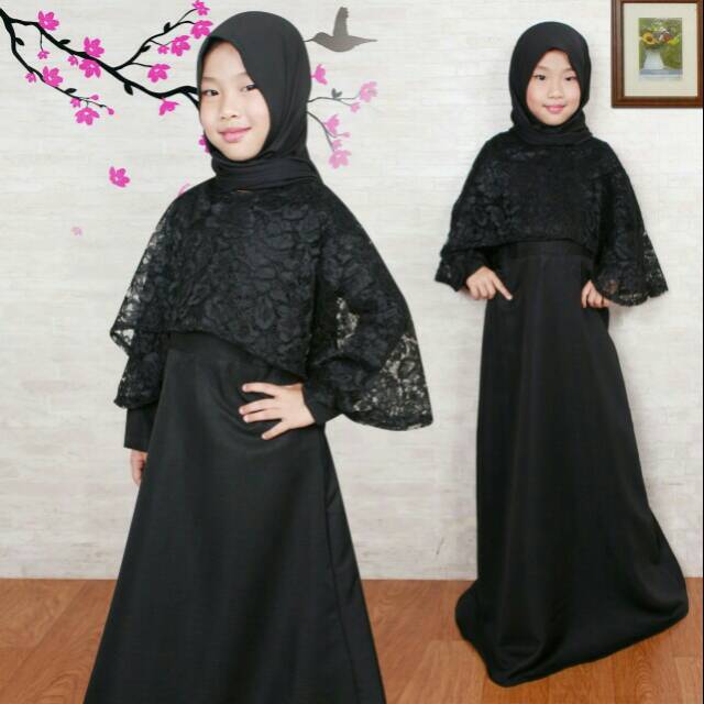 gamis tiara anak cape brukat