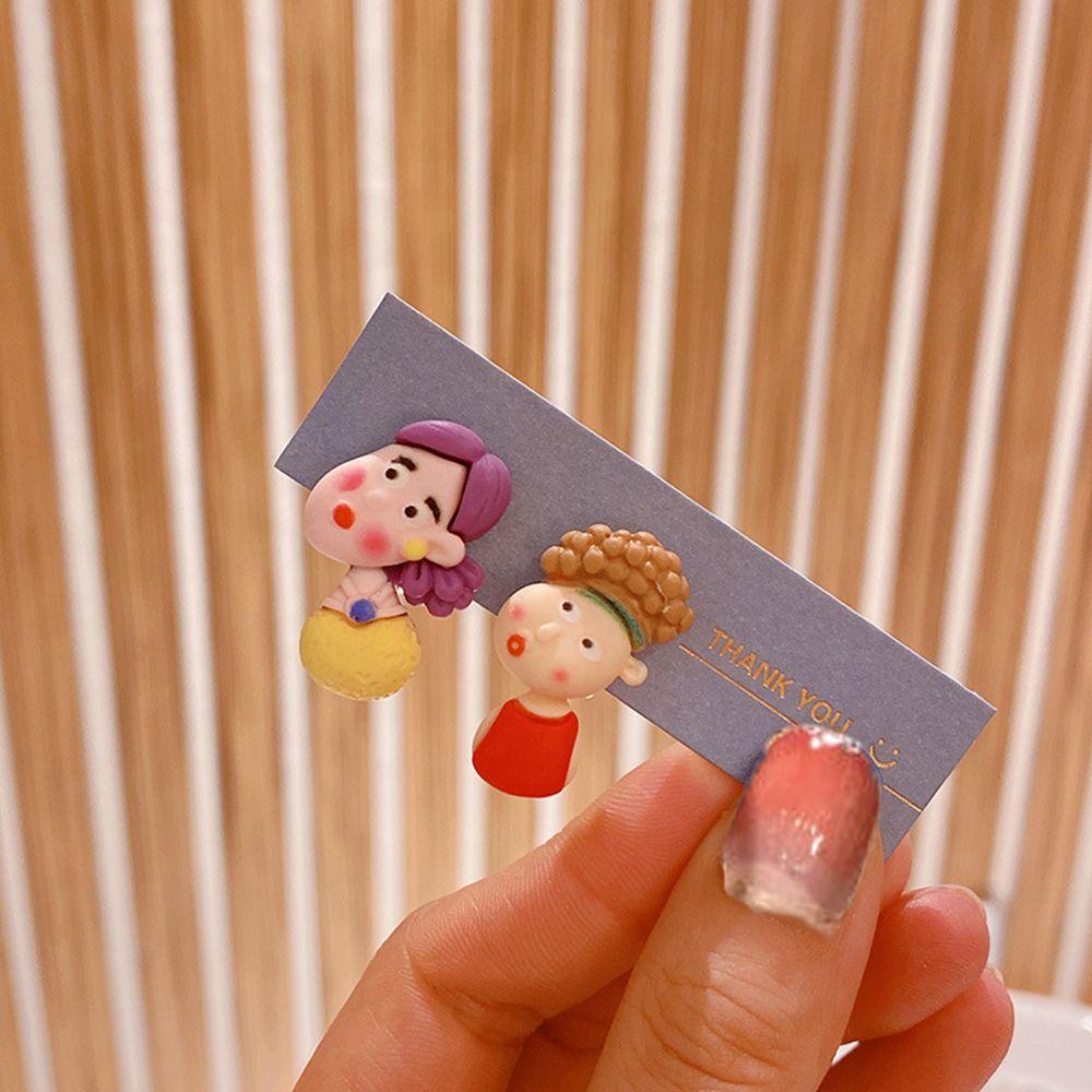 Mxbeauty Kartun Klip Anting Lucu Temperamen Hadiah Resin Anak Tanpa Tindik Gaya Korea Earrings
