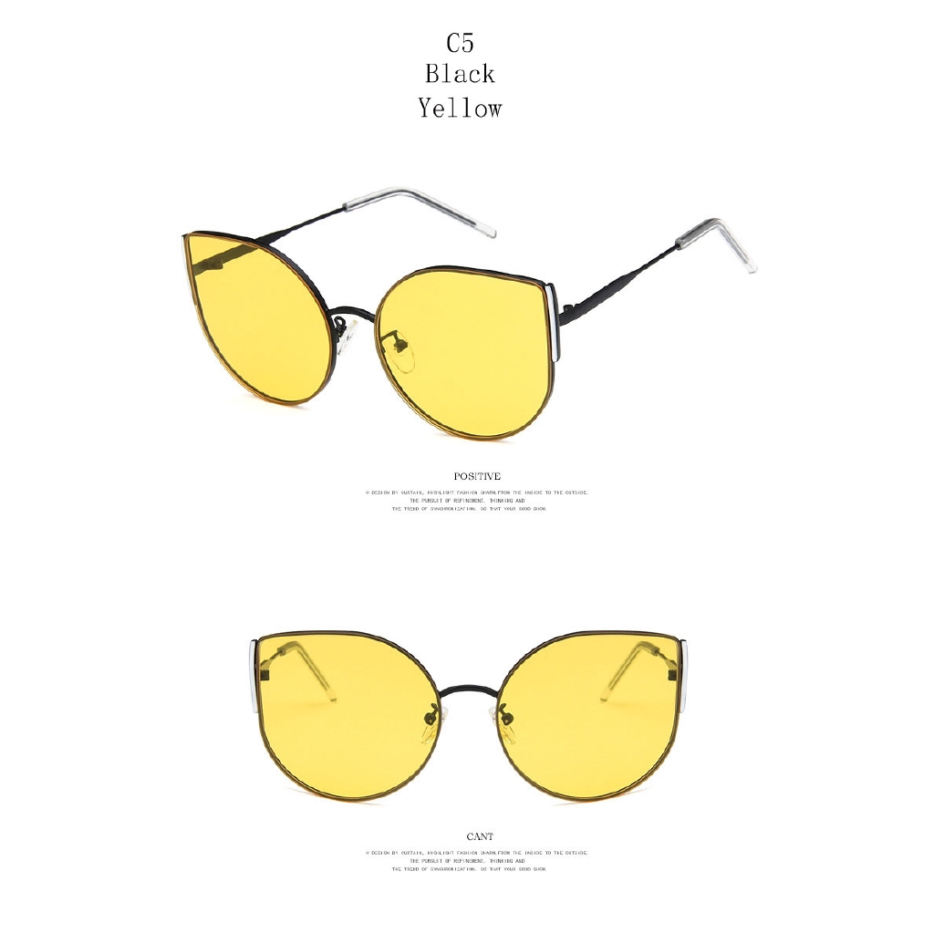 2022 Kacamata Hitam Cat Eye Lensa Multi Warna Anti Sinar UV400 Frame Metal Besar Untuk Wanita