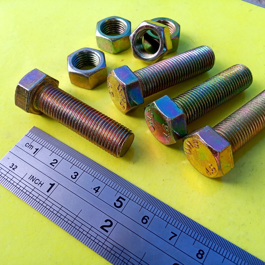 BAUT MUR KUNING M12 X 40 / BMK M12 X 40 / BAUT M12X40 KUNING / BAUT M12 / BAUT 17 KUNCI 17 / PANJANG