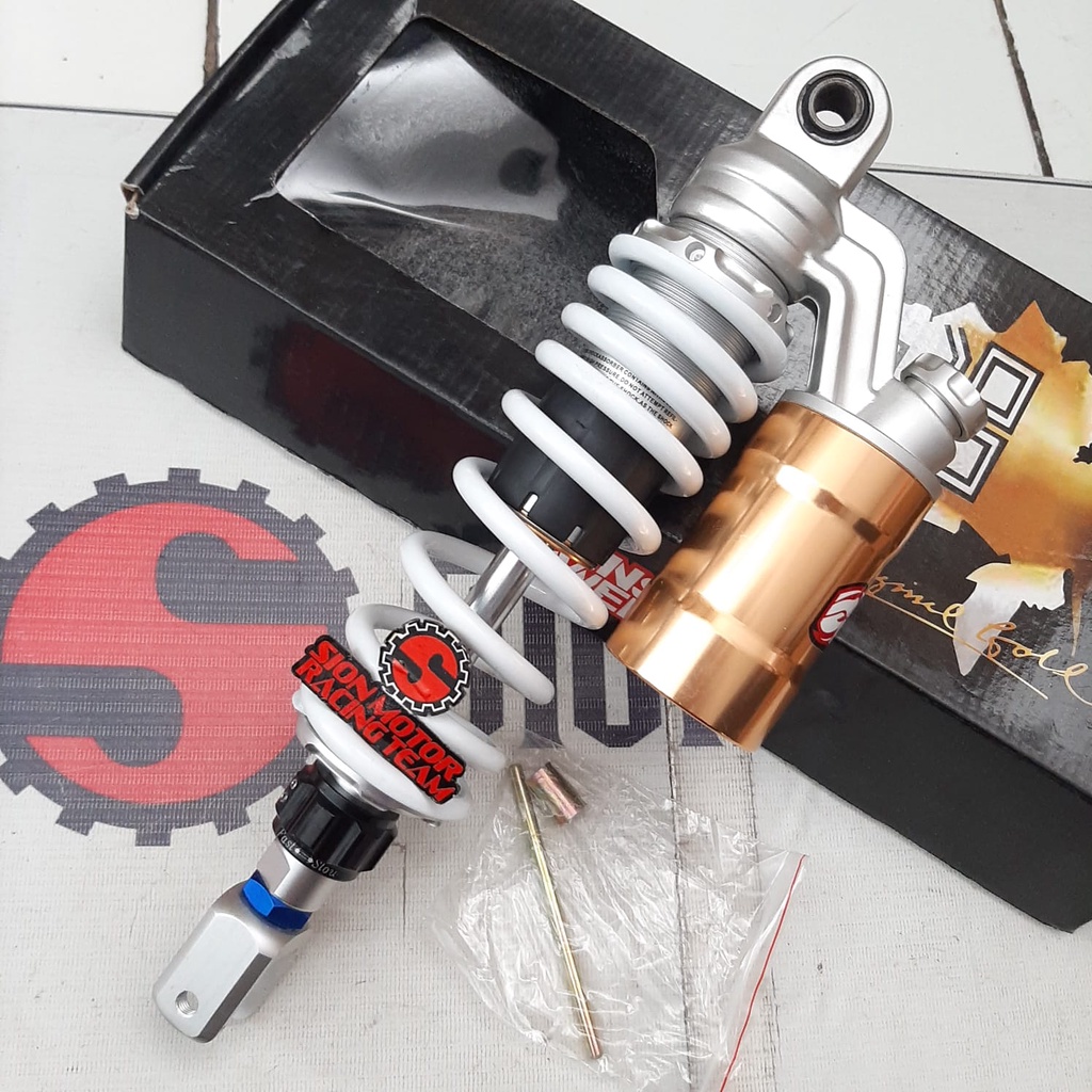 Shockbreaker Belakang / Shock Absorber Matic Tabung Atas Answer 008 2 Stelan Putih 325mm Vario / Bea