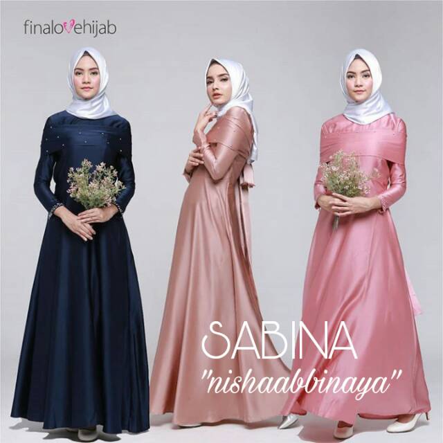 gaun satin bridal hijab