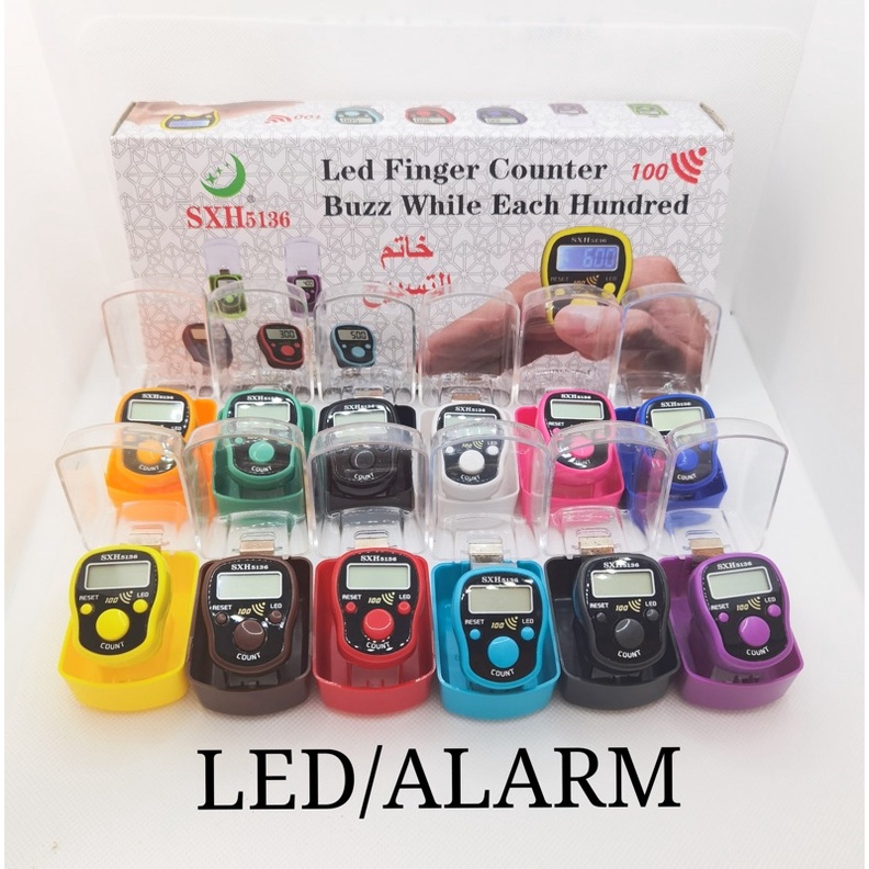 (Kotak Mika) Tasbih Digital LED Alarm Finger Counter Alat Hitung Digital Cincin Dengan Kotak