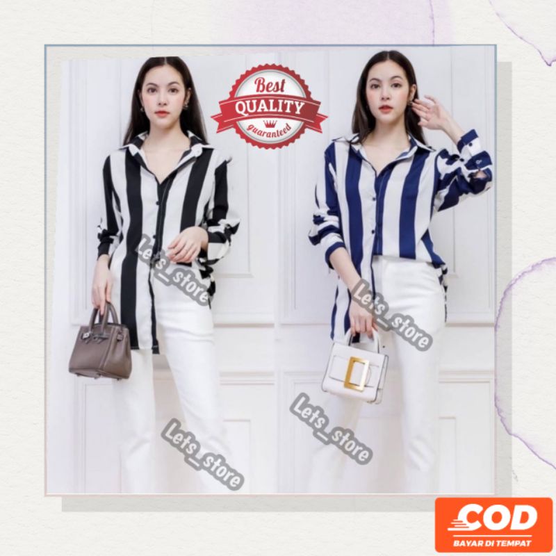 KEMEJA WANITA OVERSIZE SHIRT SALUR KOREA LENGAN PANJANG IMPORT XXXL LD 120 MURAH KEKINIAN