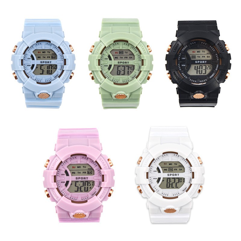 ☛TK☚ JT033 Jam Tangan Rubber Digital Sport Bulat Wanita Dan Pria Fashion Gaya Korea Import