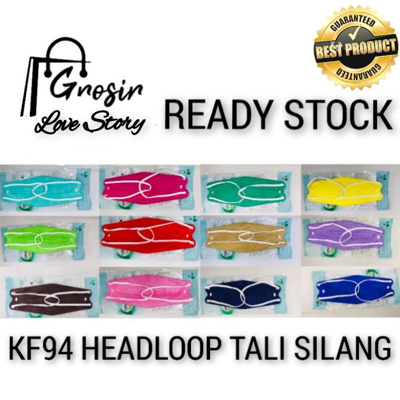 Masker KF94 Headloop Warna Warni / Masker KF94 Hijab Isi 10 Pcs