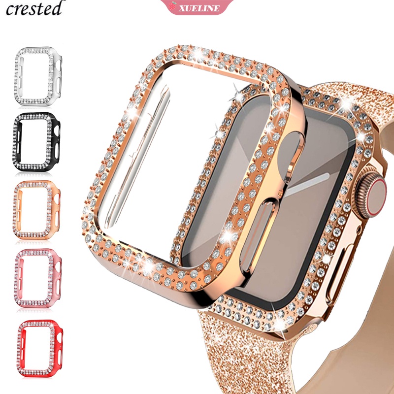 Case Bumper Pelindung Aksen Berlian Bling Ukuran 7 41mm 45mm 44mm 40mm 42mm 38mm Untuk iWatch series 3 4 5 6 se