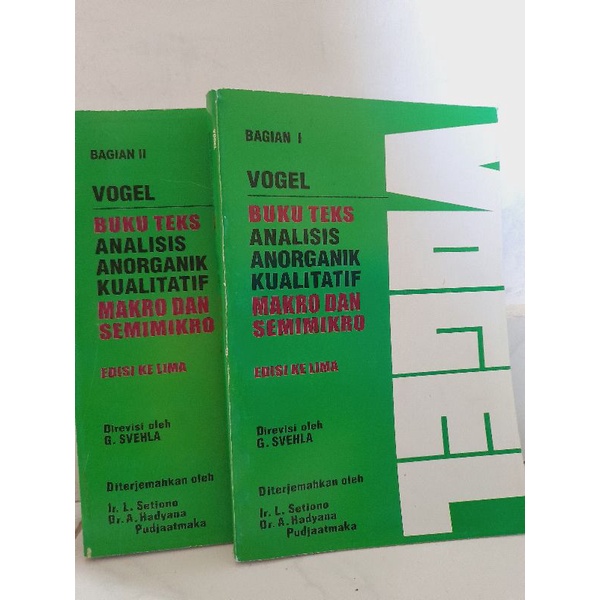 Buku Analisis Anorganik Kualitatif Makro dan Semimikro Vogel Jilid 1 dan 2