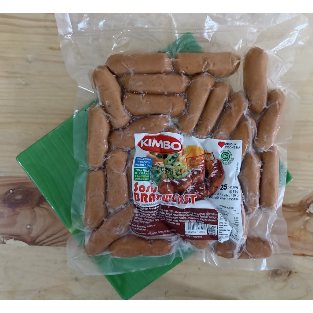 

Sosis Kimbo Bratwurst: Sosis Cocktail 450 gram Isi 25