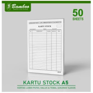 Kartu Stock barang / Stock Card ukuran A5 [50 Sheets]