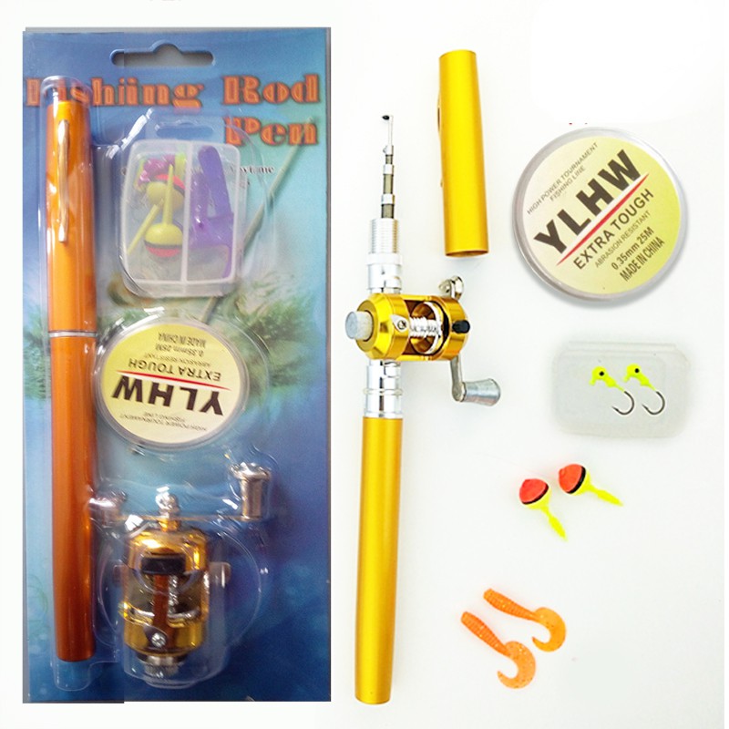 Mini Joran Pancing Pulpen 100CM Fishing Rod Pen Outdoor Ultralight Telescopic Portable With Reel Wheel